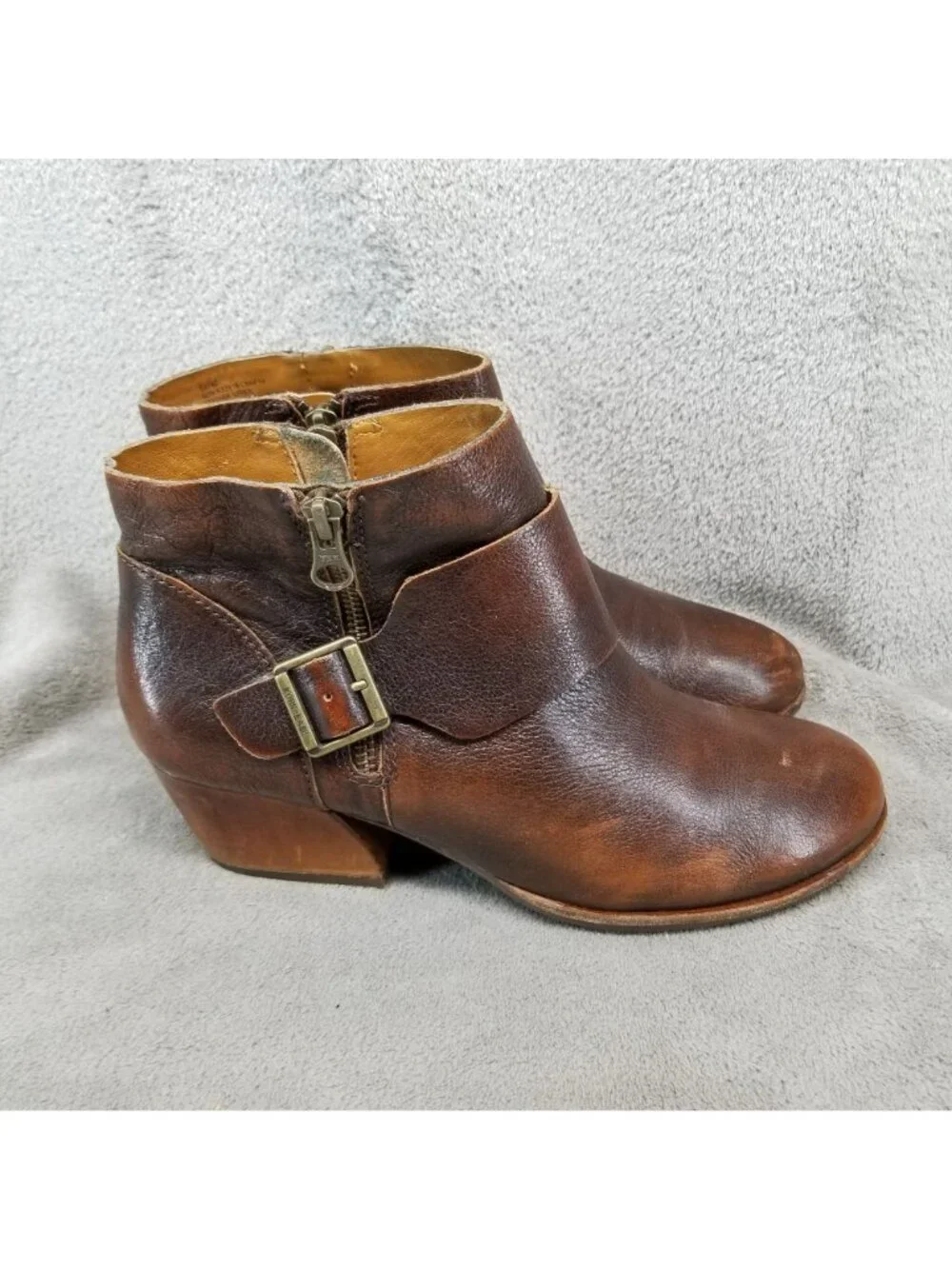 Kork-Ease Shoes Womens Size 8.5 Isa Brown Leather Side Zip Ankle Boots *Read*
